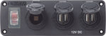 Blue Sea Water-Resistant 12V 15A Circuit Accessory Panel 12v Socket and Dual USB x 2