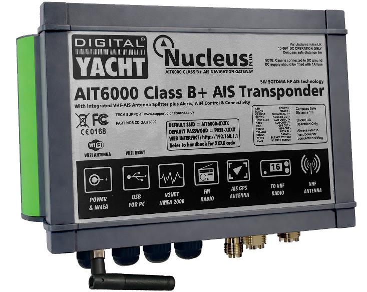 Digital Yacht AIT6000 Nucleus Class B+ AIS Transponder with SPAIS Satellite AIS Compatibility (Model ZDIGAIT6000)